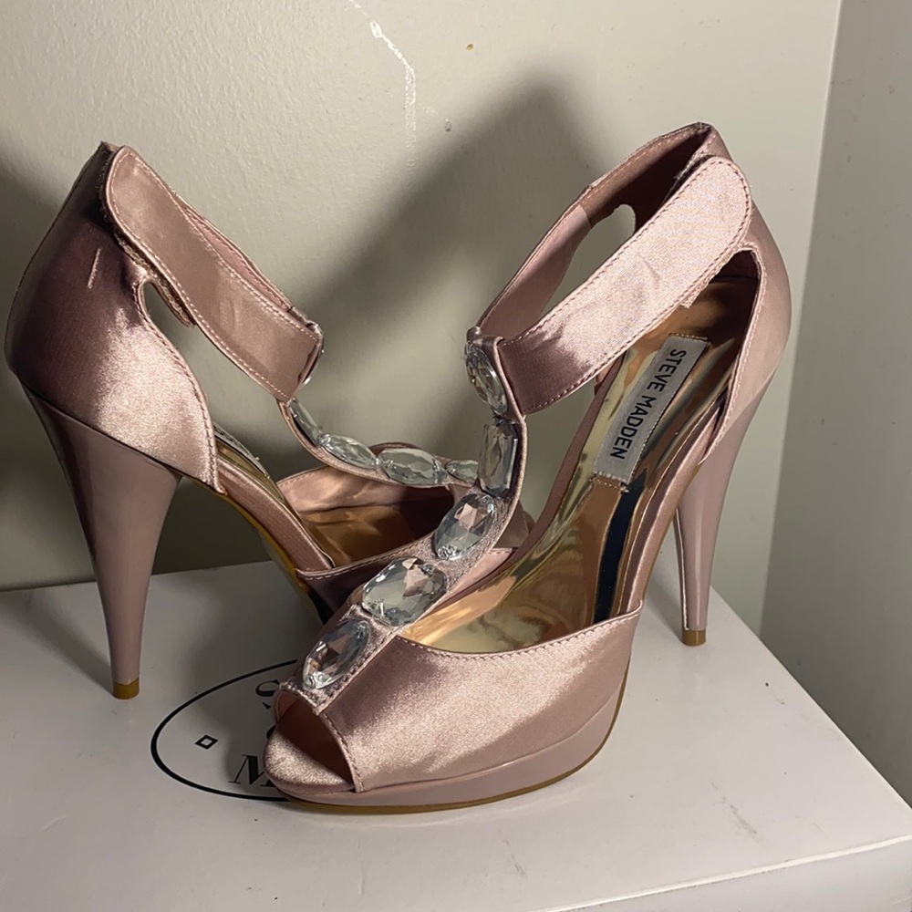 Blush high heel peep toe shoes